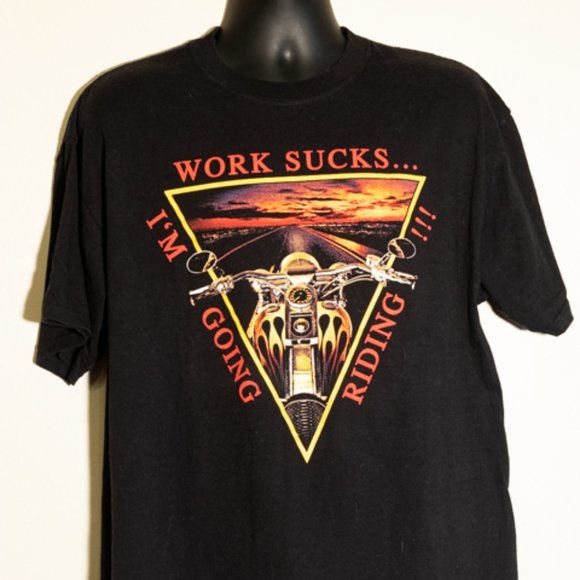 Anvil Other - Vintage Anvil "Work Sucks, I'm Going Riding!!!"Tee